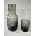 custom embossed black glass bedside water carafe